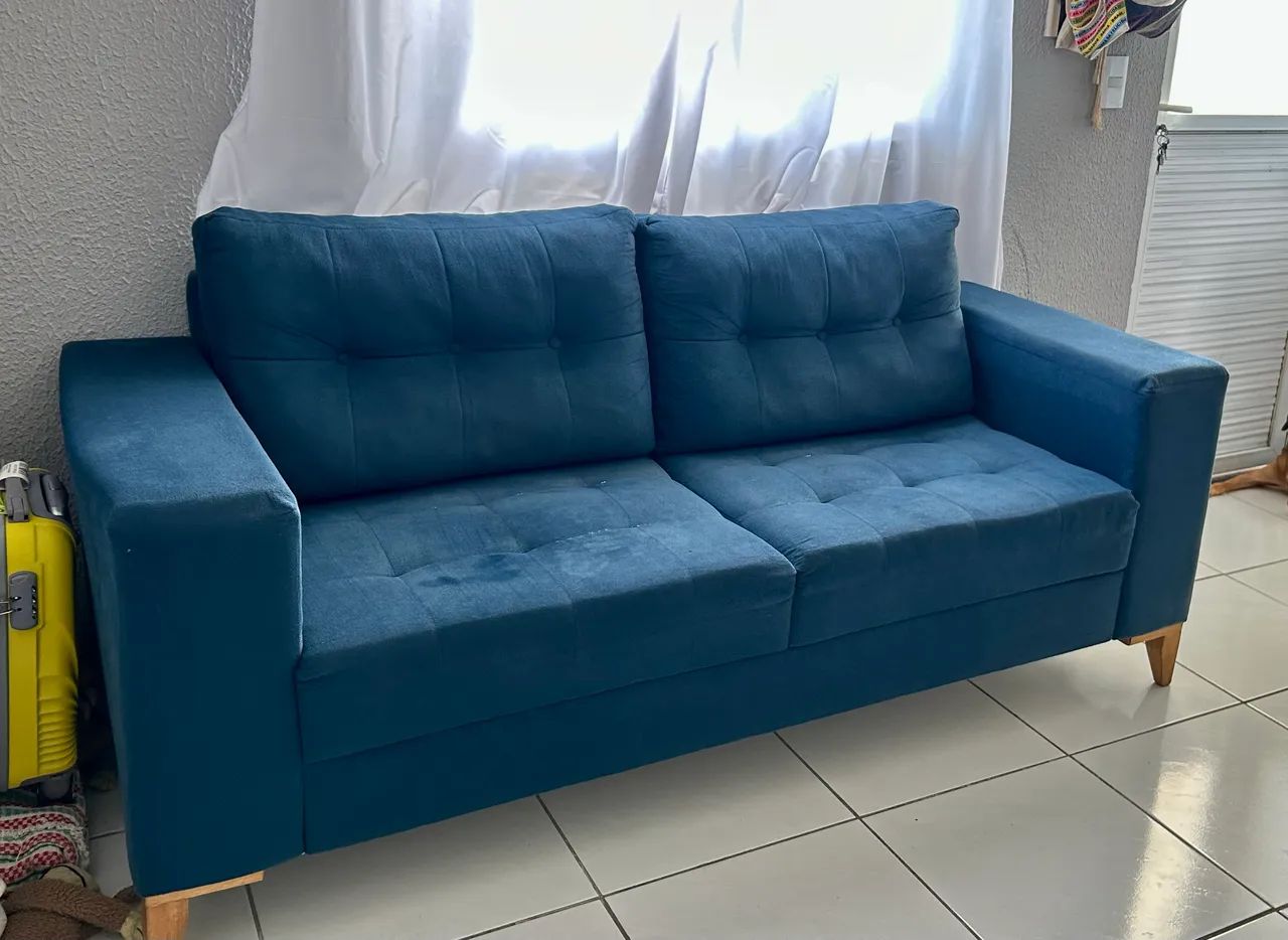 Sofá Retrô Azul em Ótimo Estado - Foto 5