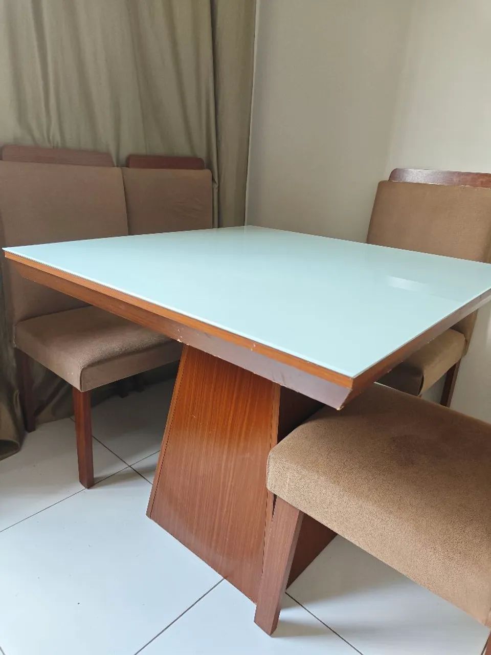 Mesa quadrada com tampo de vidro  - Foto 2