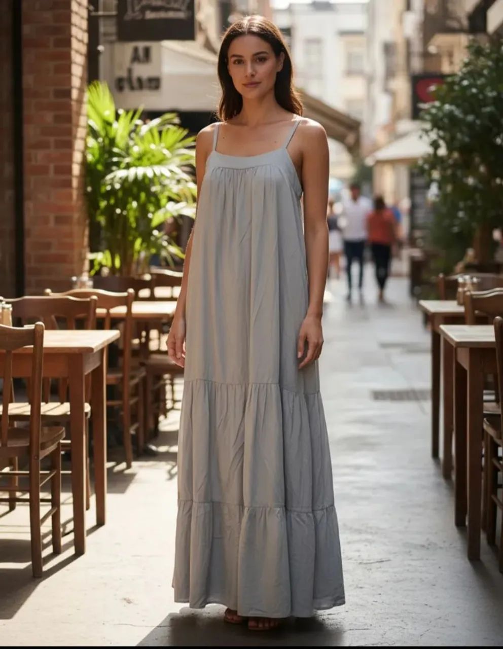 Vestido viscolinho cinza 