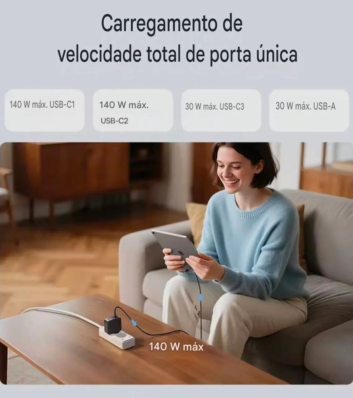Carregador baseus 140w Gan - Foto 3
