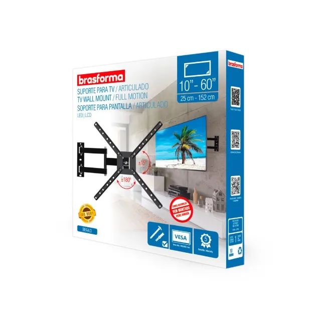 Suporte Tv Articulado Brasforma BRA 4.0 de 10 a 60 polegadas Preto - Foto 2