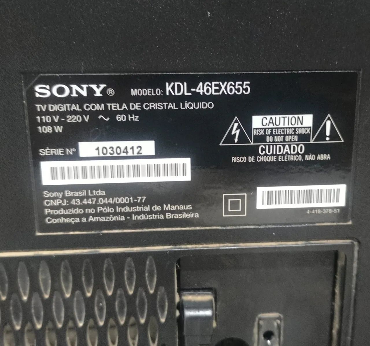 TV Sony 46 Polegadas - KDL-46EX655 (Com defeito, não liga) - Foto 3