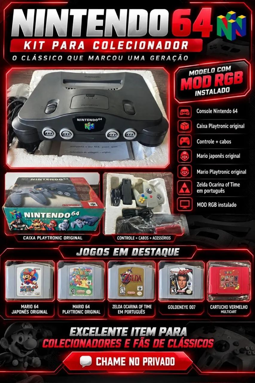 Nintendo 64  CIB com mod RGB + jogos e acessórios 
