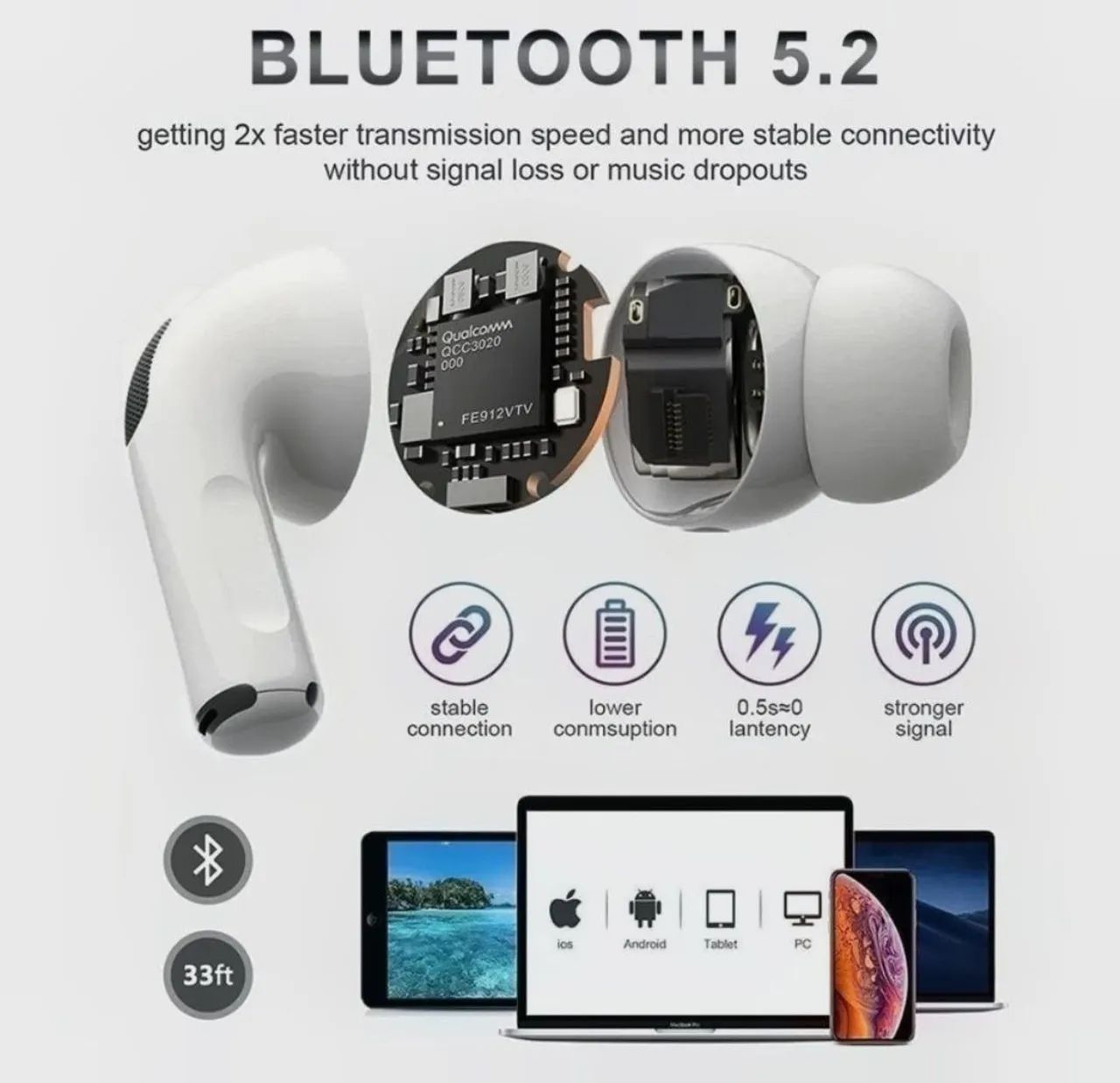 Fone De Ouvido Inpods 13 Bluetooth Sem Fio Com Microfone  - Foto 2