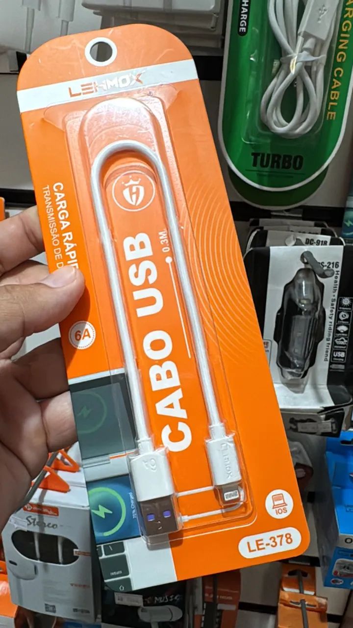 Cabos Curtos para iphone, tipo-C ou Modelo V8 -  Carga rápida! - Foto 2