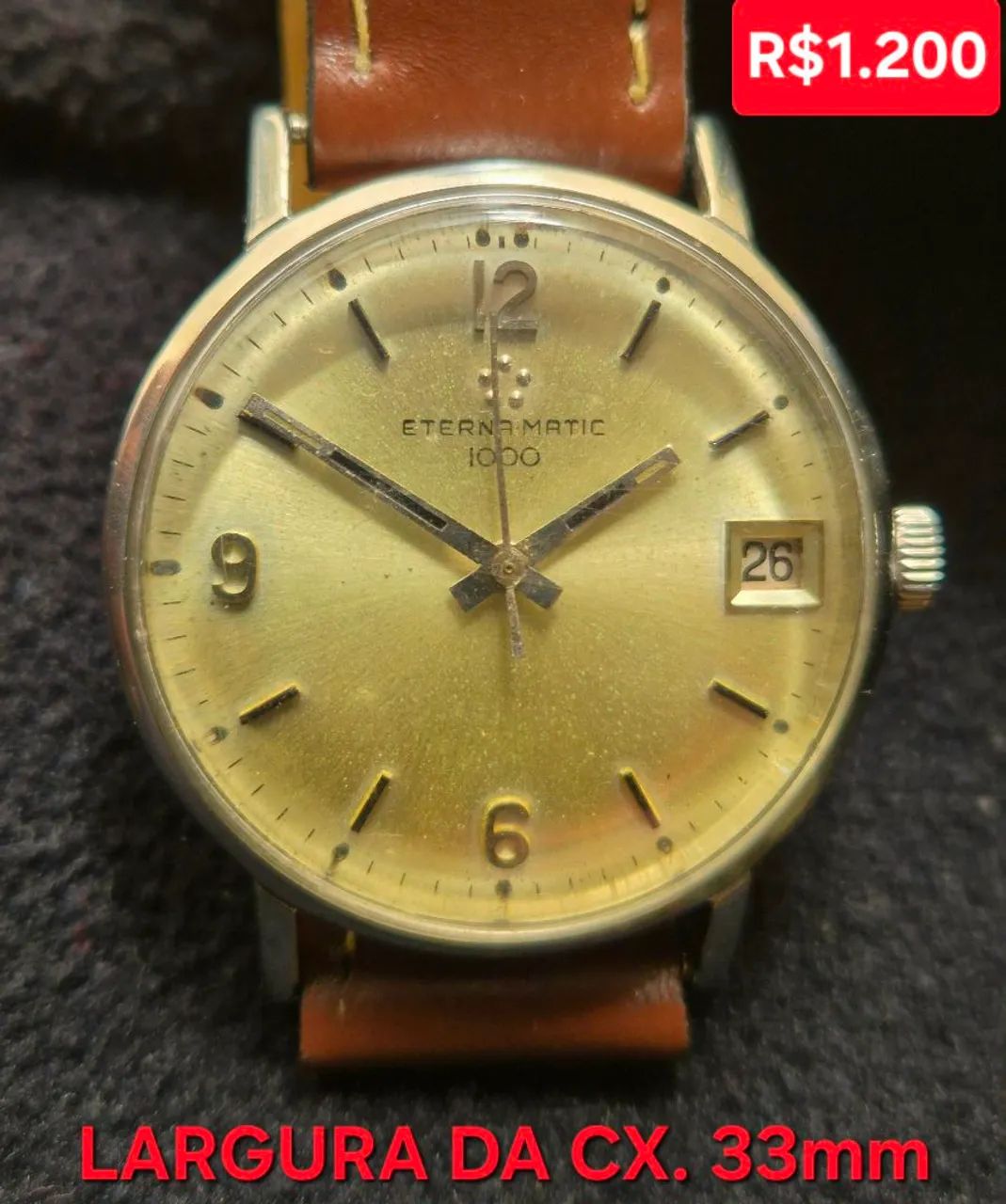 RELÓGIO SUÍÇO VINTAGE ETERNAMATIC 