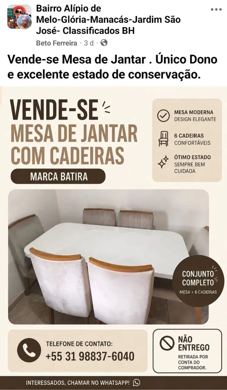 Mesa de Jantar Bartira. - Foto 3