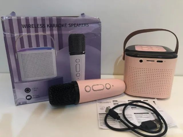 Mini Caixa de Som Bluetooth com Microfone Karaokê Infantil