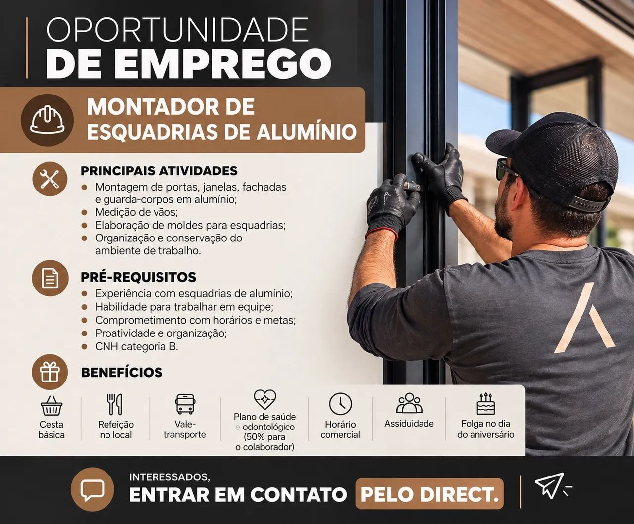 Montador de esquadrias de alumínio 