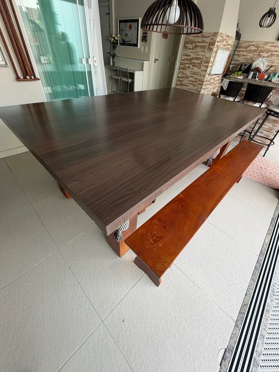 Mesa de sinuca e jantar com bancos  - Foto 3