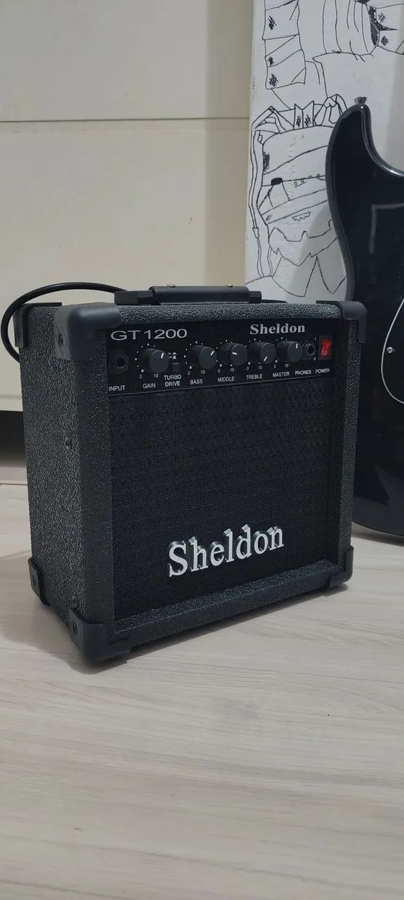 guitarra preta stratocaster Giannini + amplificador Sheldon  - Foto 3