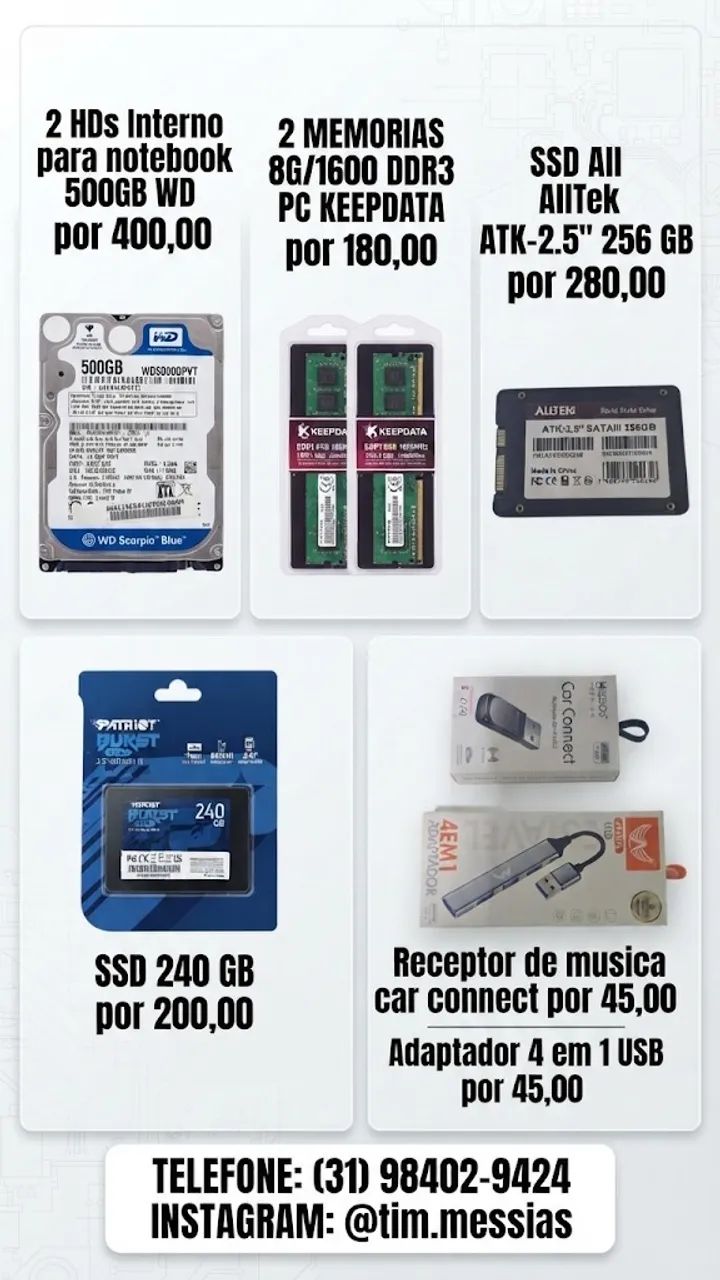 Peças Componentes Memórias SSD Informática
