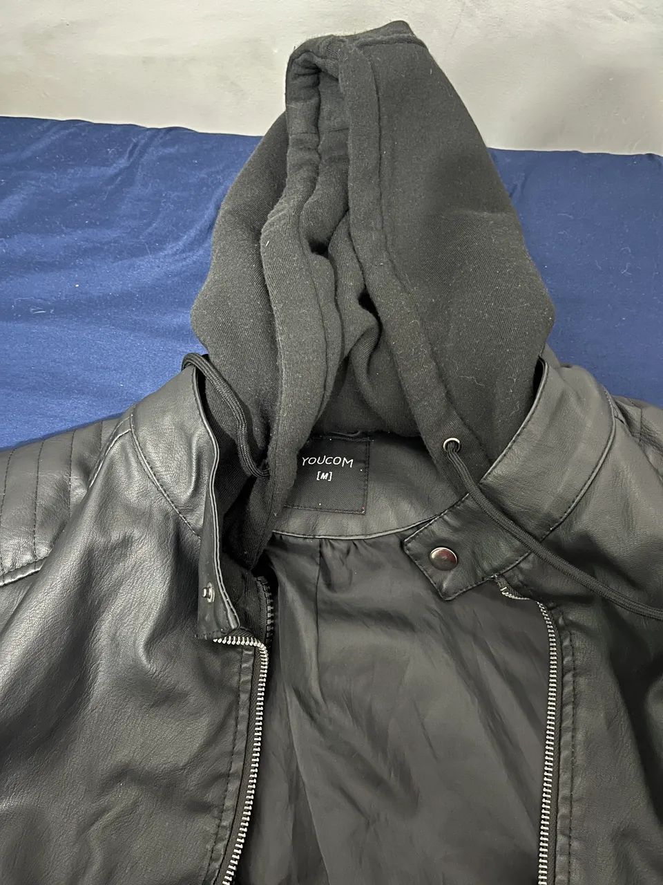 jaqueta preta youcom poliuretano capuz moletom