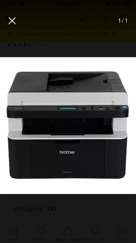 Impressora a laser DCP 1617 pouco usada, valor $ 1100