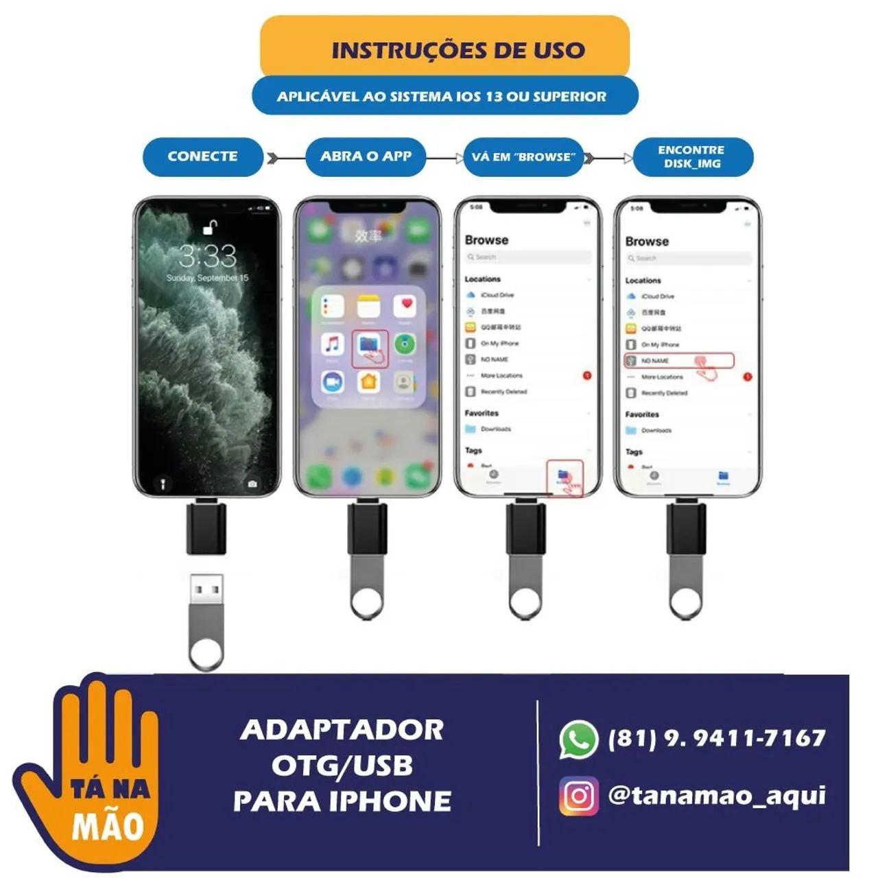 Adaptador USB 3.0 para OTG para iPhone - Novo - Foto 3