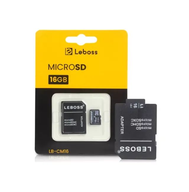 CARTÃO DE MEMORIA 16 GB MICRO SD COM ADAPTADOR SD CLASSE 10 LEBOSS