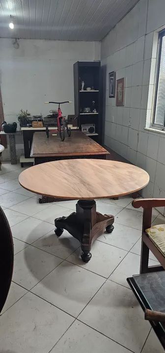 Moveis antigos, mesa antiga pé jacadanda e mármore rosa, antiguidades  - Foto 6