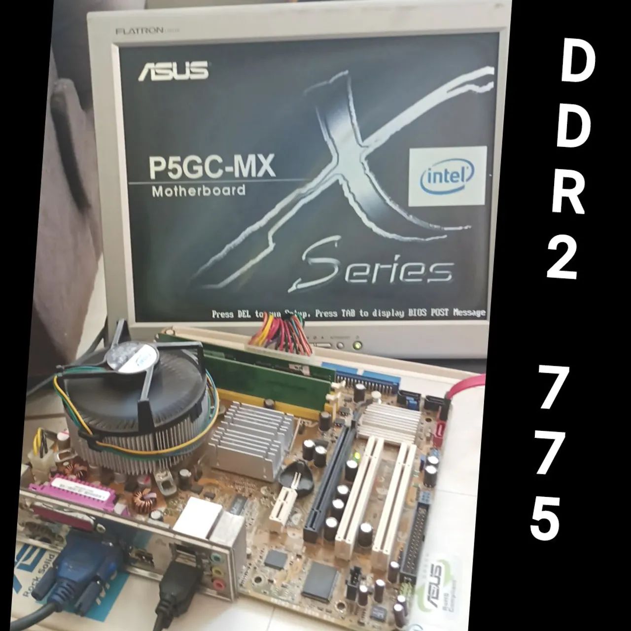 PLACA Mãe DDR2 LGA 775+Espelho+Caixa+Processador+memorias - Foto 5