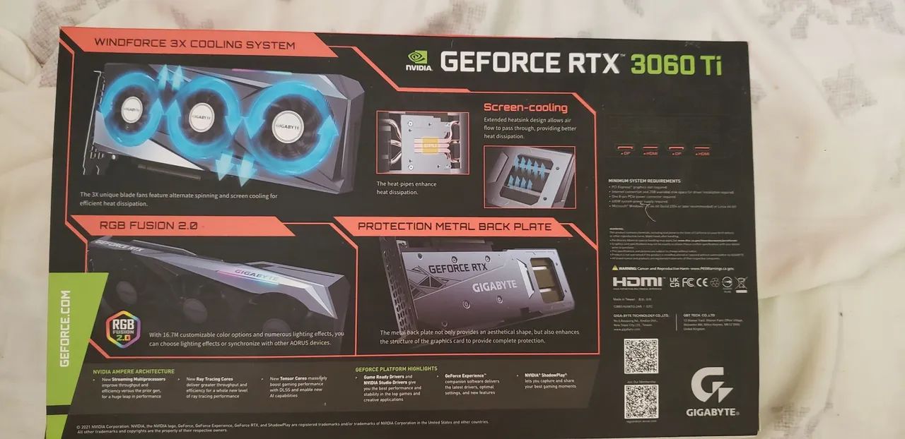 Placa de Vídeo RTX 3060 TI 8Gb GIGABYTE 