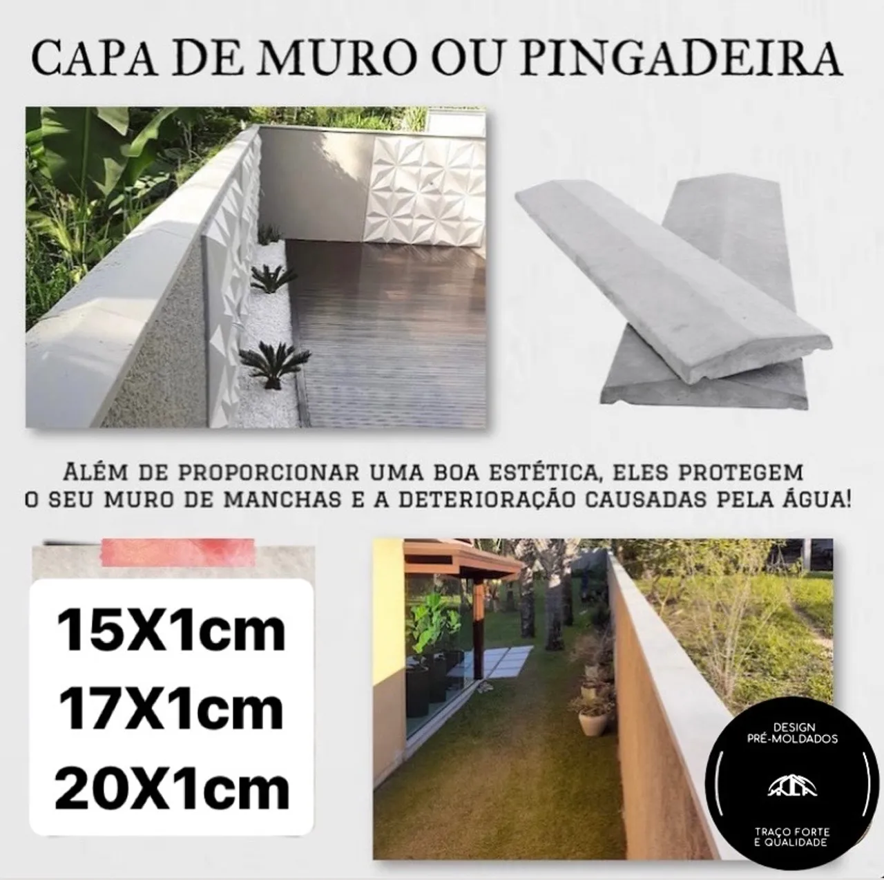 Pingadeiras e rufos frisados concreto vibrado alta qualidade