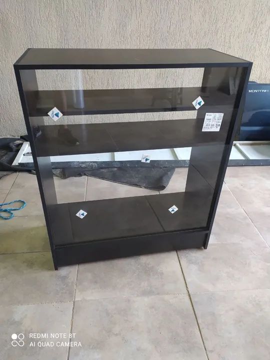 Balcão vitrine expositor preto MDF