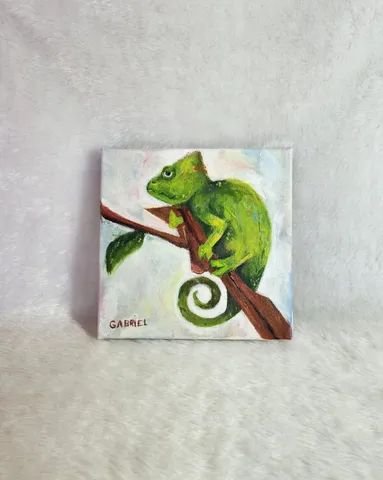 Quadro de Lagarto em pintura acrílica tela 20x20