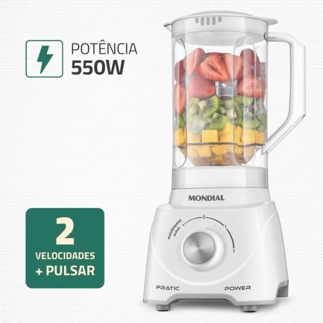Liquidificador Mondial Pratic Power L-97-W, 2,2 litros, 550W, 2 Vel.+ Pulsar , Branco - 11 - Foto 5