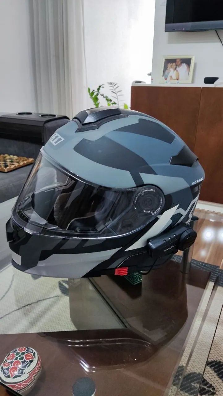 Capacete X11 escamoteável+intercomunicador 