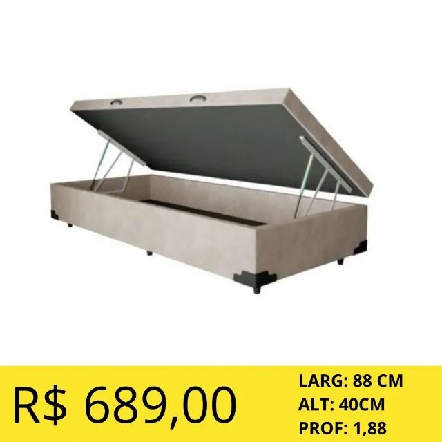 BOX BAU SOLTEIRO CORINO OU SUEDE. - Foto 3