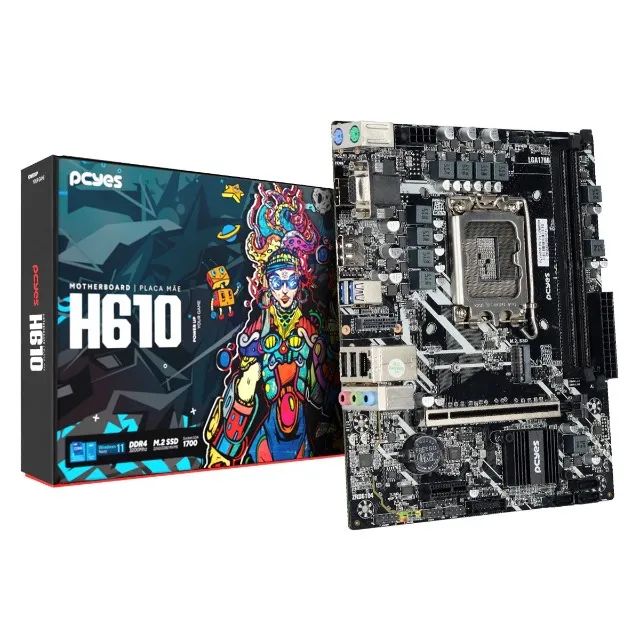 Placa Mãe LGA1700 H610 DDR4 c/ M.2 12ª/13ª/14ª Geração Pcyes PCYH610-14G64 - WZetta
