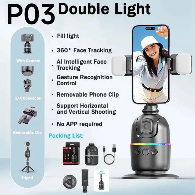 ? Suporte de Celular com Rastreamento Facial Automático 360° - Modelo P03 - Foto 3