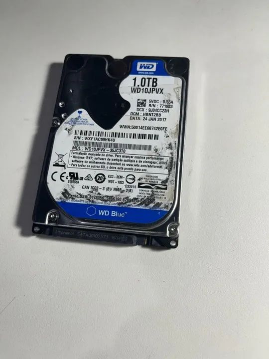 HD 2,5" slim WD Blue 1 Terabyte saudável 