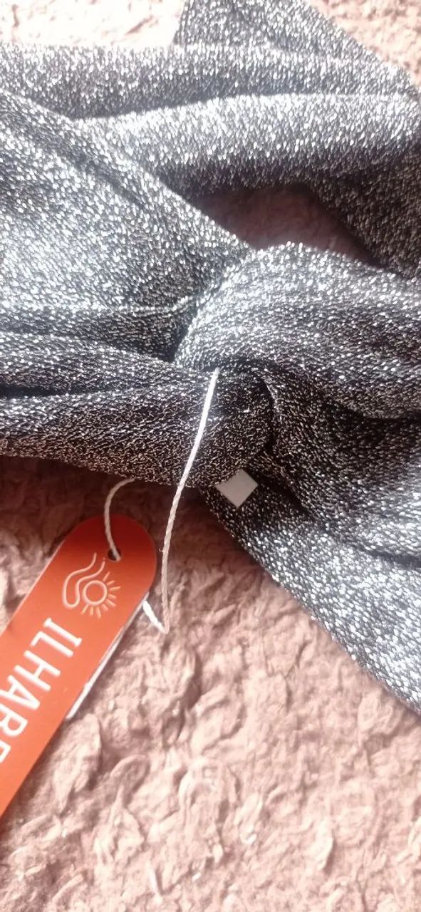 Top Nó em Lurex preto e prata - Foto 3