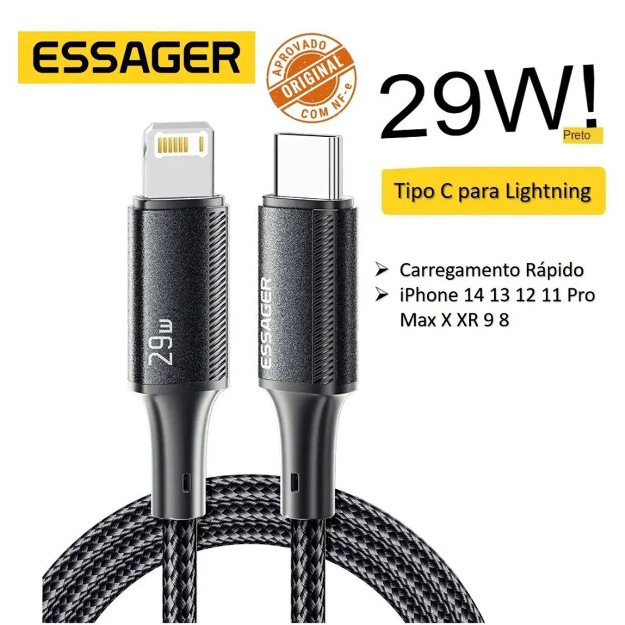 Cabo USB-C para Lightning 29W Essager - Carregamento Rápido