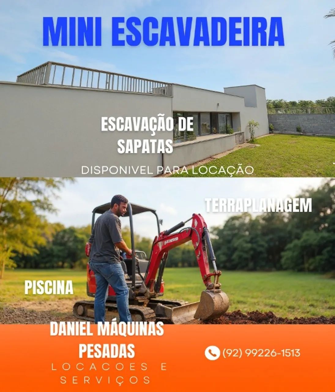 Mini escavadeira em Manaus