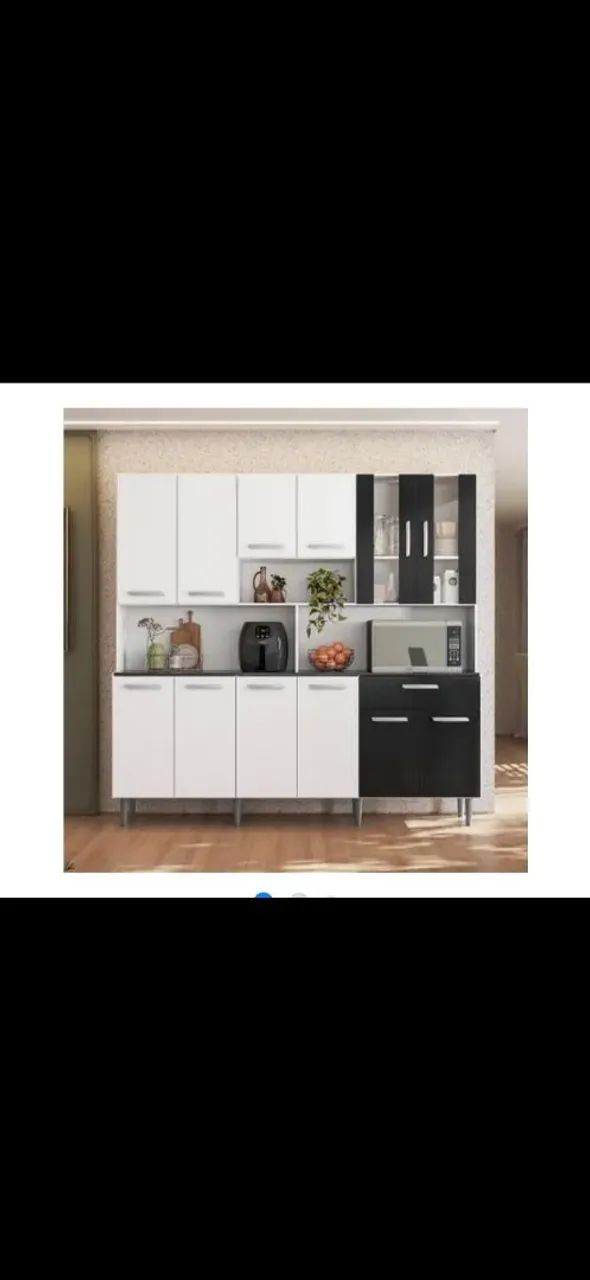 Armário de Cozinha Branco e Preto
