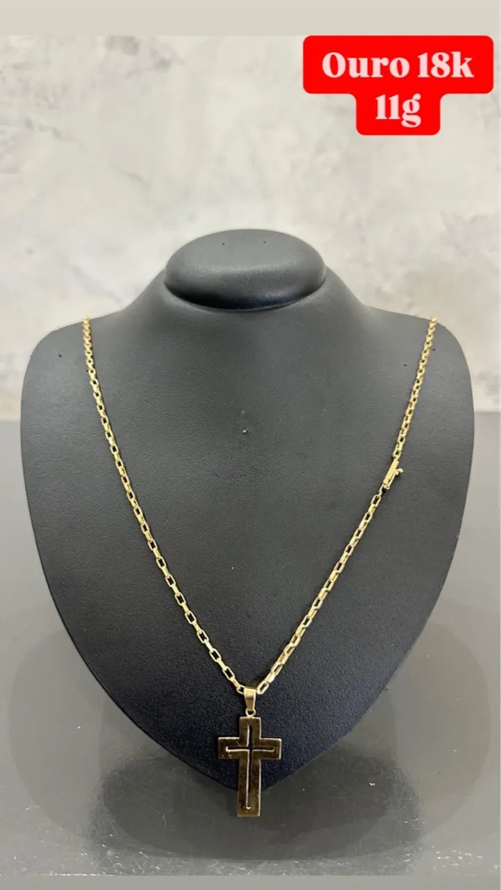 Cordão de ouro 18k com pingente 11 gramas 70cm quadradinho 