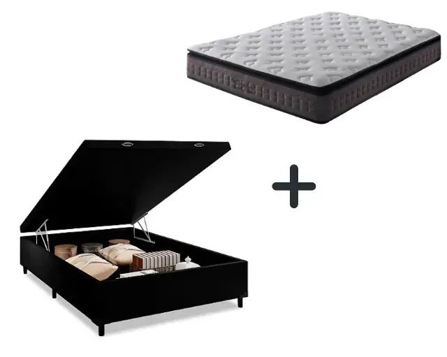  Conjunto: Box Baú Casal + Colchão Casal Cripton