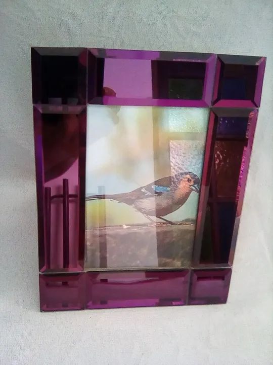Porta retrato com vidro rosa lapidado - Foto 3
