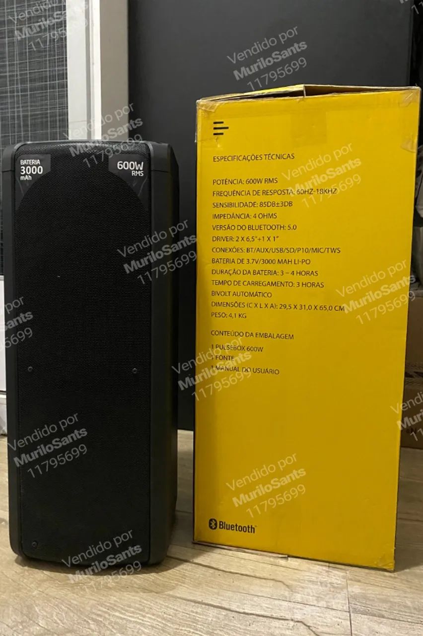 Caixa de Som Pulse Bluetooth 600W - Foto 5
