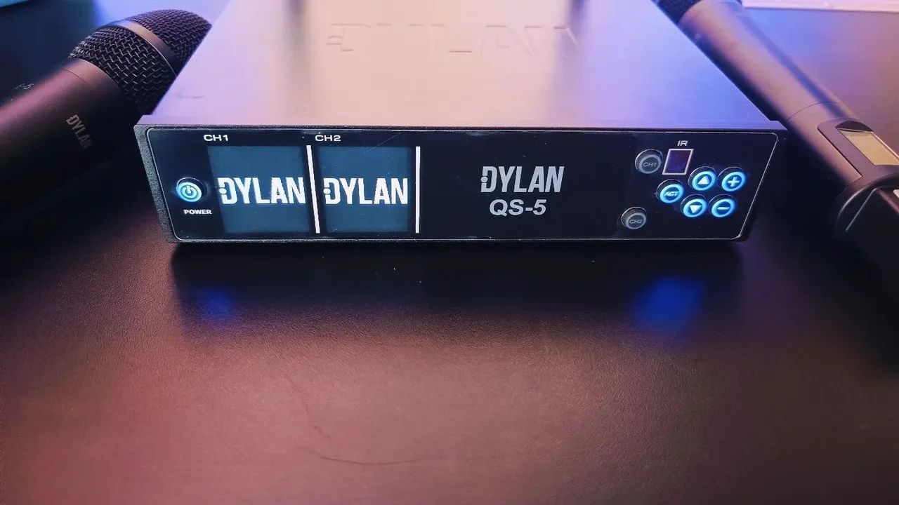 Microfone Duplo Sem Fio Dylan Recarregável QS-5  - Foto 4