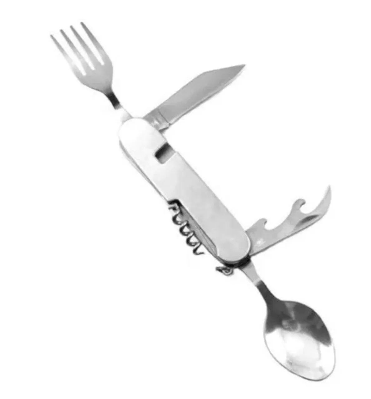 Kit de talheres multifuncional inox 7 em 1. 11 cm dobrado. Acompanha elegante case de lona - Foto 4