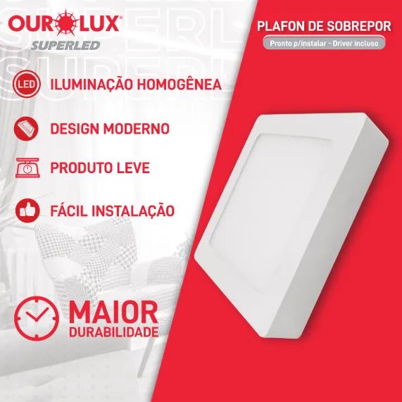 Plafon Sobrepor 30x30 Ourolux 6500k (Honestidade e Qualidade Distribuidora JK Eletrônicos - Foto 3