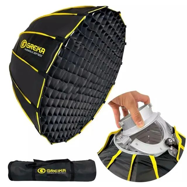 Softbox 60cm Com Grid Greika Montagem Rápida Bowens 110v/220v - Foto 2