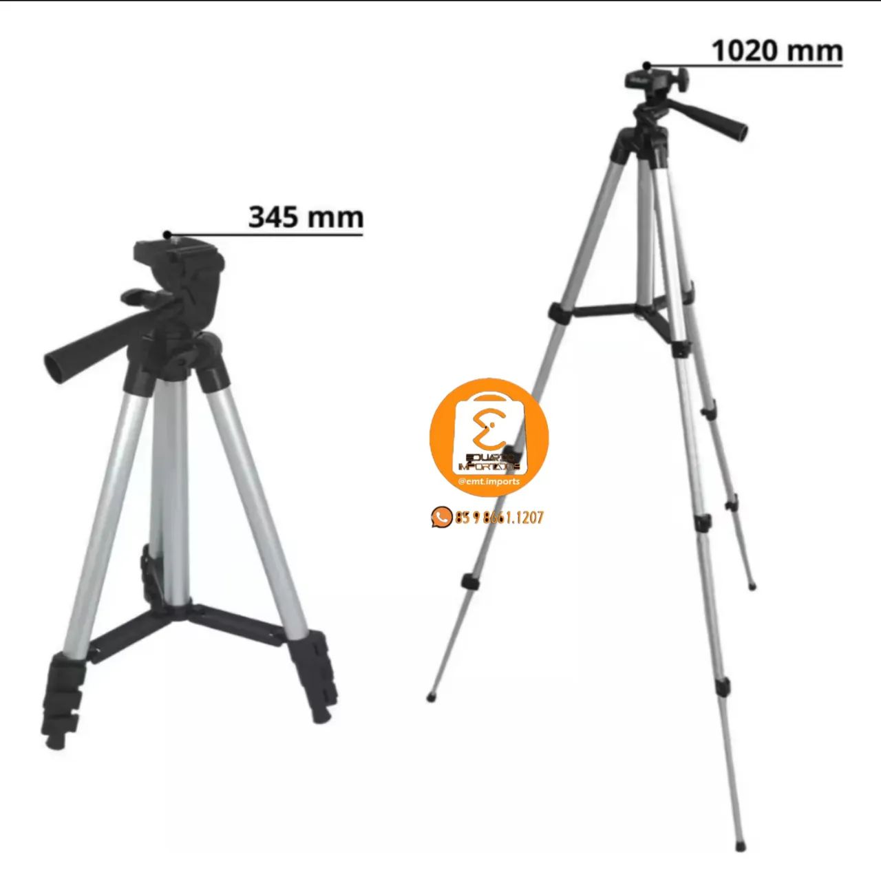 Tripé Universal com Nível e Suporte para Celular e Câmera Digital de 1,02 Metros - Foto 2