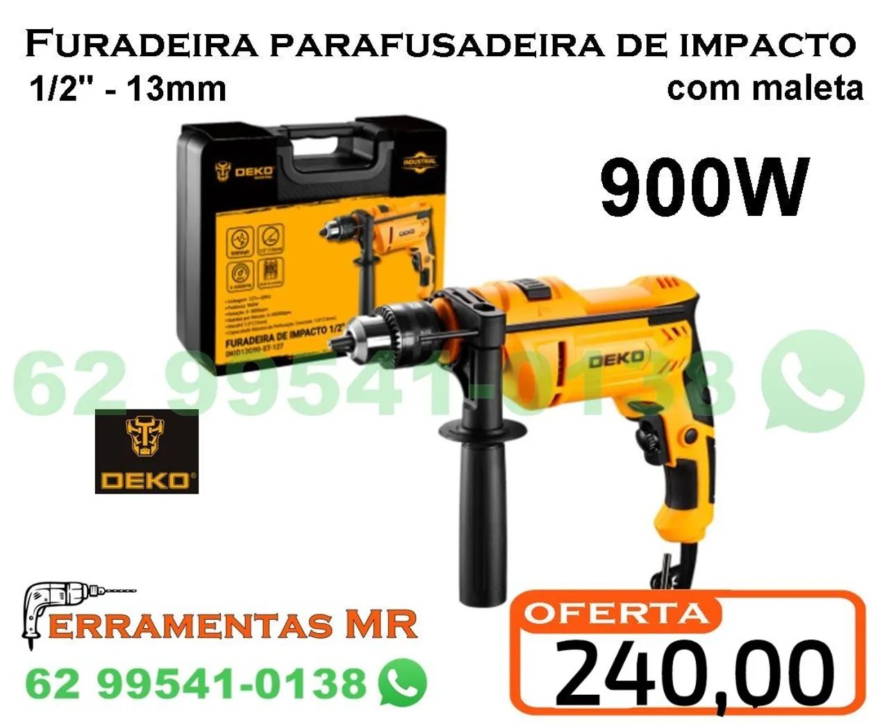 Furadeira Parafusadeira de Impacto 900W com Maleta