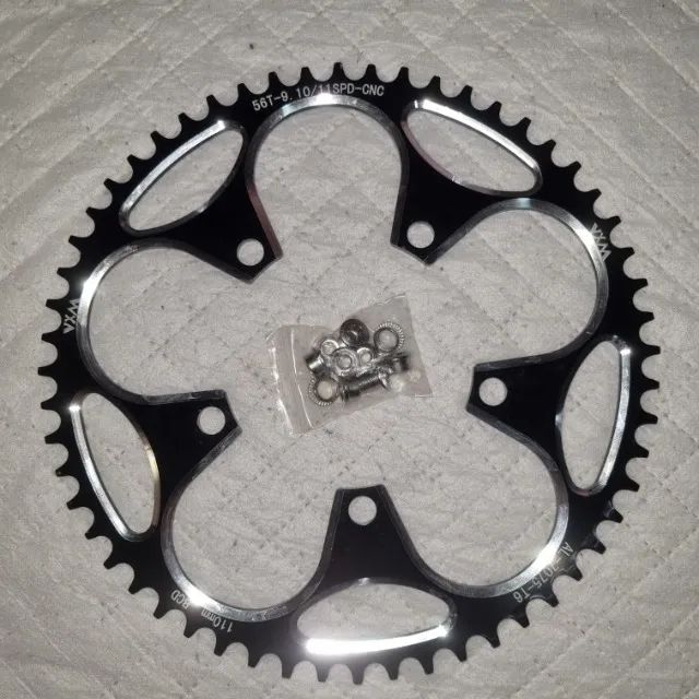 Coroa Single Speed 56D 110BCD Alumínio Leve com Parafusos - Nova