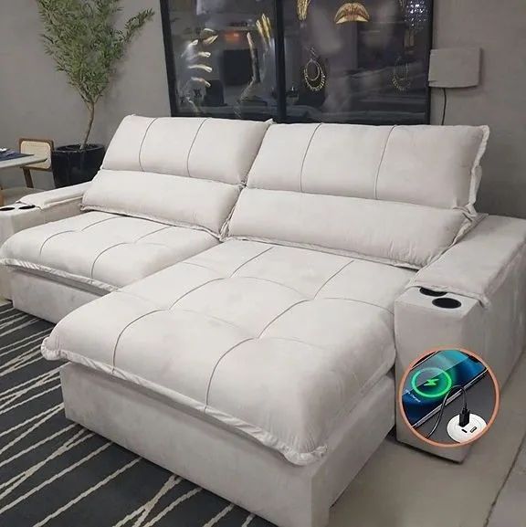 Sofá Reclinável com Carregador USB e Porta Copos - Foto 5