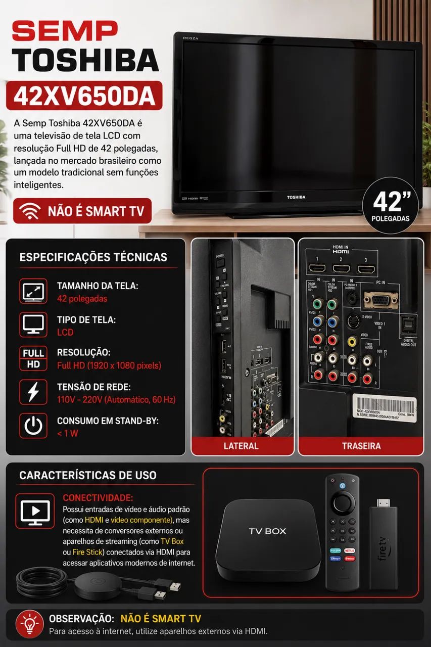 Semp Toshiba é uma televisão de tela LCD com resolução Full HD de