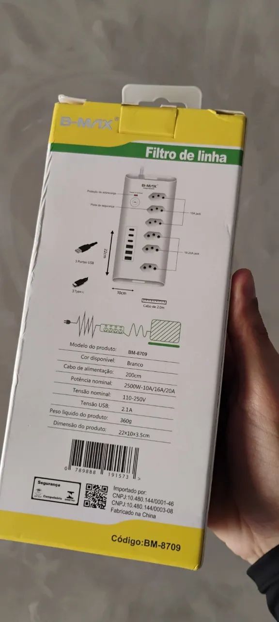 Filtro de Linha 6 Tomadas(10A/16A) - 03 Entradas USB e 03 Tipo-C 2M - B-MAX - Foto 4